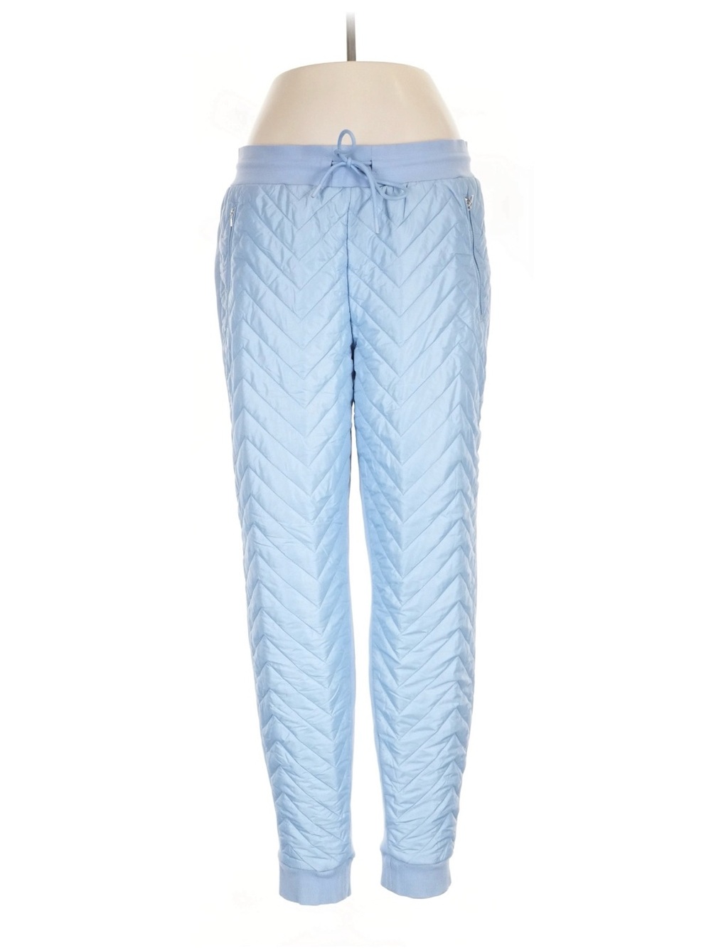 Athleta Jogger, Solstice Quilted Pants Light Blue Zip Pockets Size 12